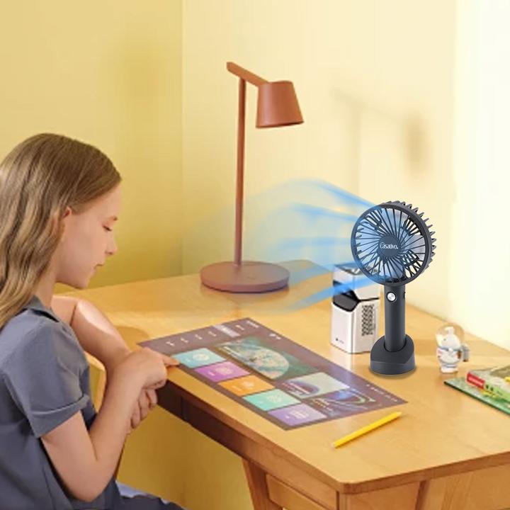 Produktbild Casativo 2-in-1 Hand- & Tisch-Ventilator, Akku- & USB-Betrieb, schwarz, 3-stufig, Ø 9,5 cm