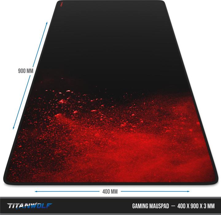 Produktbild Titanwolf Gaming Mauspad XXL, glattes Stoffgewebe, Speed Mausmatte 900 x 400mm grosse Fläche, Blood (XXL)