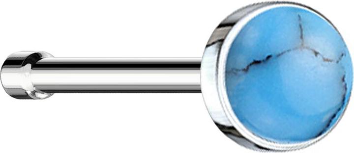 Star Piercing Nasenstecker gerade silber mit türkis Stein (ohne Messing, Chirurgenstahl 316L, Mineralisch)