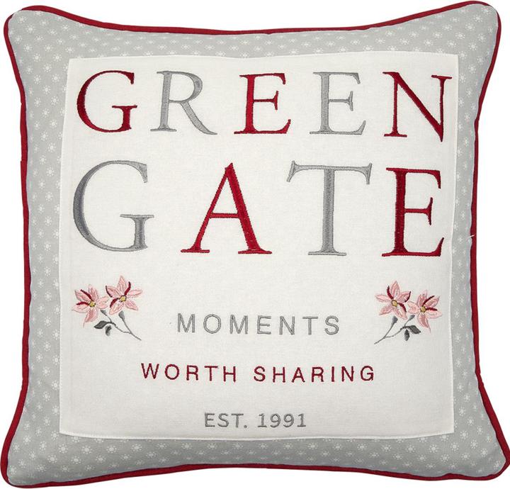 Greengate Moments Kissenbezug mit Stickerei rot 40x40cm (40 x 40 cm)