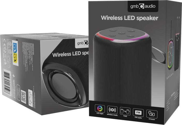 Actual product image Gembird SPEAKER BLUETOOTH/BLACK SPK-BT-LED-08S (4 h)