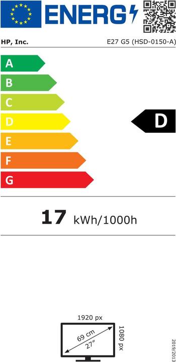 Etichetta energetica HP E27 G5 (1920 x 1080 pixel, 27")