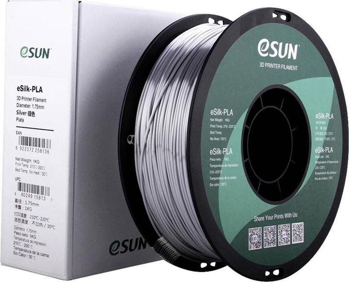 Actual product image eSUN eSilk-PLA (PLA, 1.75 mm, 1000 g, Silver)