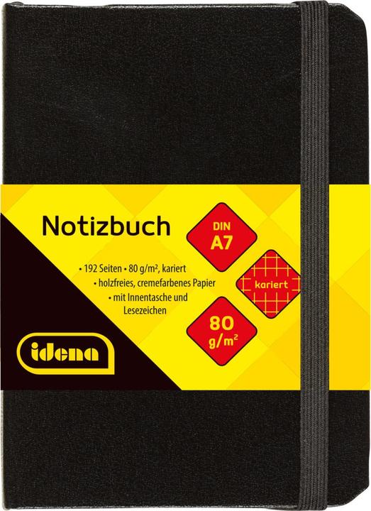 Produktbild Idena Notizbuch A7 kariert schwarz FSC-Mix (A7, Kariert, Harter Einband)
