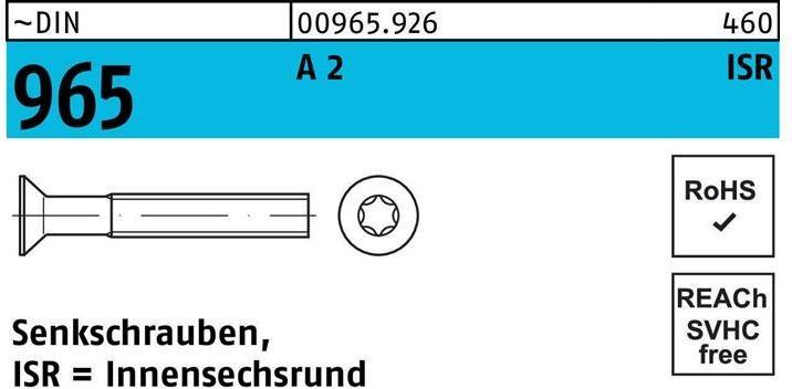 Actual product image Countersunk screw DIN 965 hexagon socket M10 x 60 -T50 A 2 (100 Screws per piece)