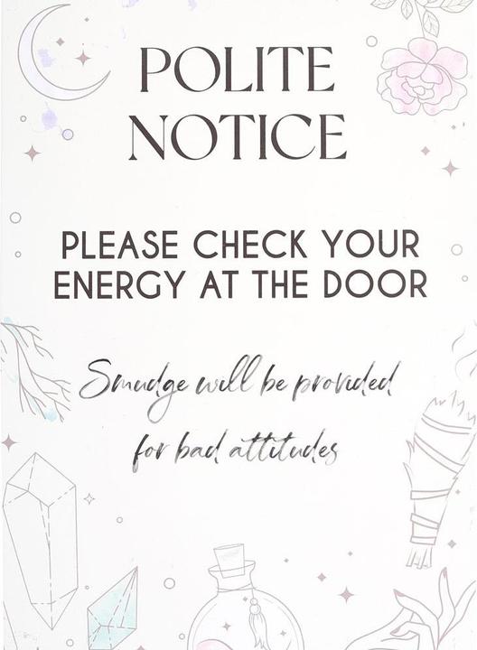 Immagine prodotto Something Different Cartello da appendere in metallo Check Your Energy At The Door