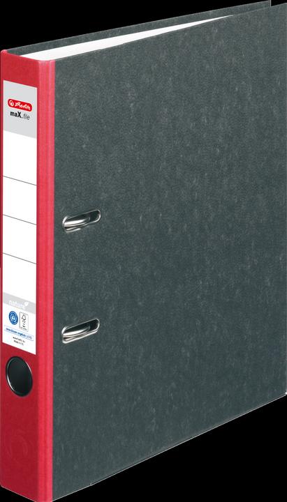 Herlitz Ordner maX.file nature, Rückenbreite: 50 mm, roter Rücken, mit schwarzem Wolkenmarmorpapier-Überzug (A4, 50 mm, 1 Stück)