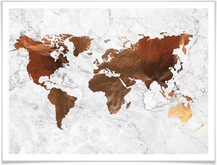 Actual product image Trenddeko Copper optics - world map (80 x 100 cm)