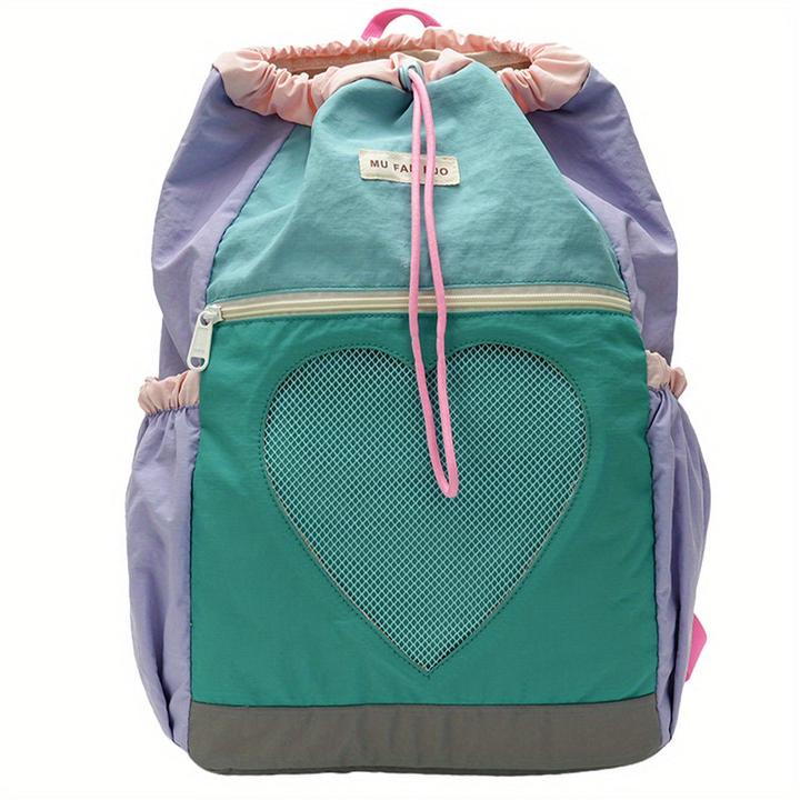Actual product image Only-Bags.Store Colour block nylon backpack with drawstring closure, adjustable strap, polyester lining