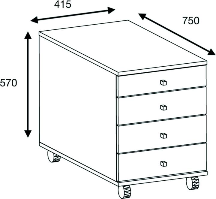 Produktbild VCM Holz Rollcontainer Schublade Lona (42 x 75 cm)