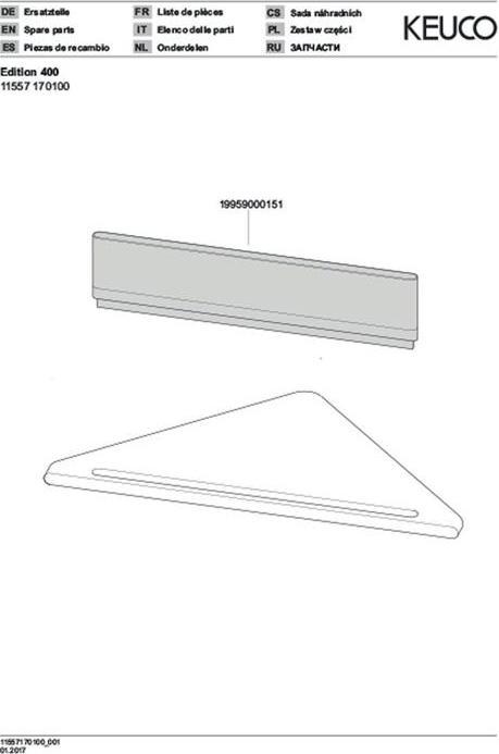 Produktbild Keuco Eckduschablage EDITION 400 m Glasabzieher Alu sil-elo/we