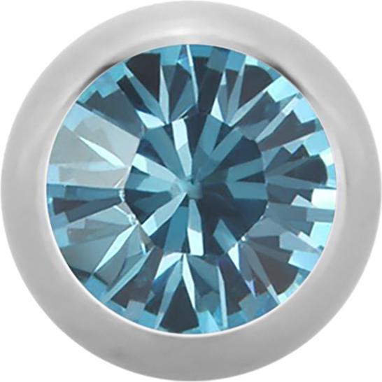 Star Piercing Micro Kugel High Polished mit Swarovski aqua (Chirurgenstahl 316L, ohne Messing)