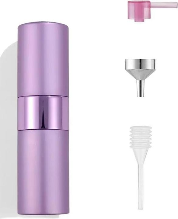 Swissdetector Nachfüllbarer Parfümzerstäuber - Aluminium 8 ml drehbar mit verstecktem Deckel - Violett (8 ml)
