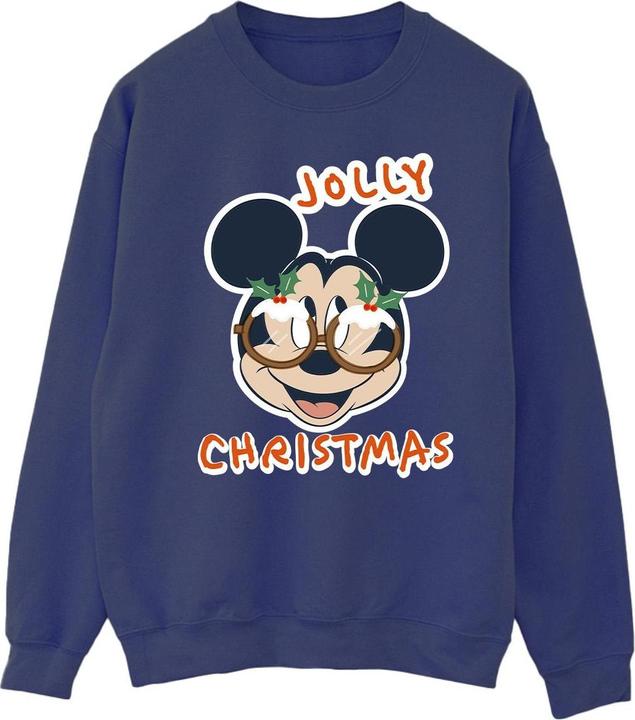 Disney Mickey Mouse Jolly Christmas Glasses Sweatshirt (S)