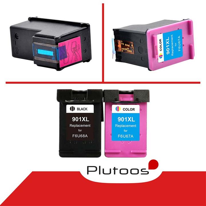 Produktbild Plutoos HP 901XL HP 901 XL Patronen XXL kompatibel, 2er Set BK+CL (M, BK, C, Y)