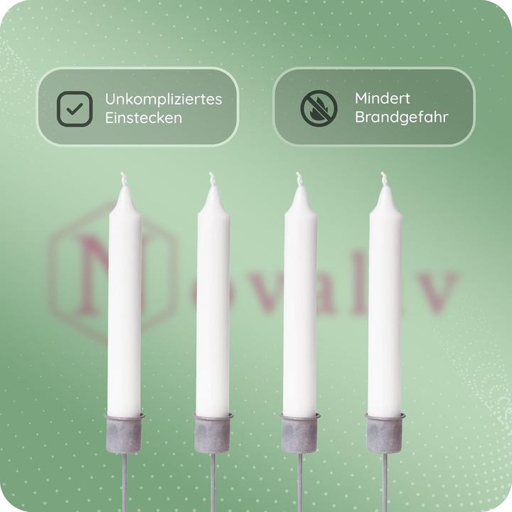 Produktbild Novaliv 4x Stabkerzenhalter grau I Kerzenpick 7,1 x Ø 2,8 cm Kerzenstecker für