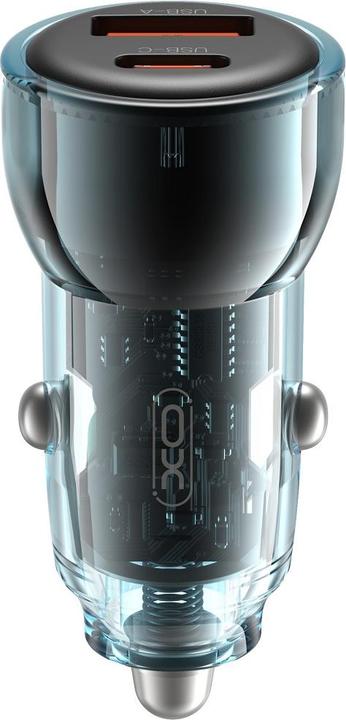 Produktbild xO Autoladegerät CC60 60W 1x USB 1x USB-C blau + USB-C - USB-C Kabel