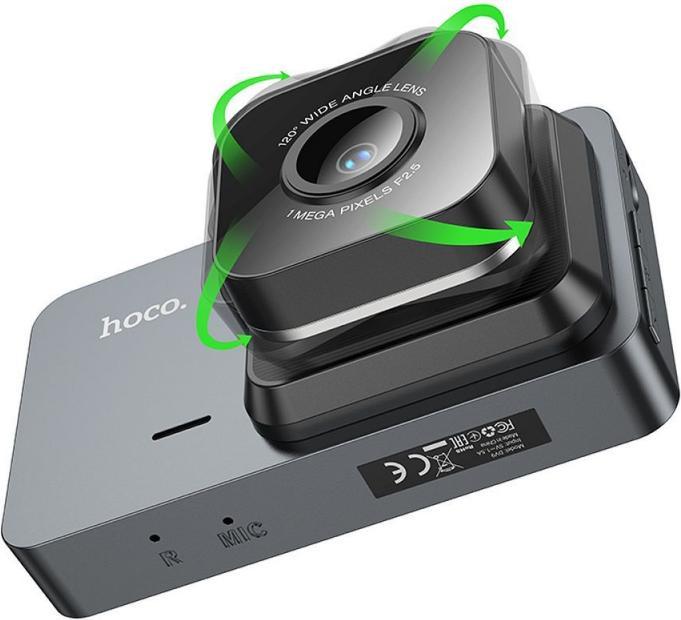Actual product image Hoco Headphone with microphone car recorder with display 3" 1280*720 / 30fps DV9 metal gray (Built-in display, Built-in microphone, Night vision, HD)