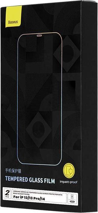 Actual product image Baseus Tempered Glass Corning for iPhone 13/13 Pro/14 with built-in dust filter (1 Piece, Apple iPhone 13)