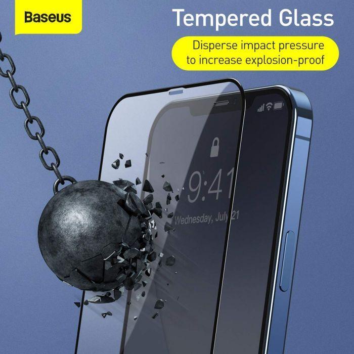 Image du produit Baseus 0.25mm Full-screen et Full-glass Tempered Glass Film For iP 5.4inch 2020(2pcs/pack) Black (2 pièce(s), Apple iPhone 12 mini)