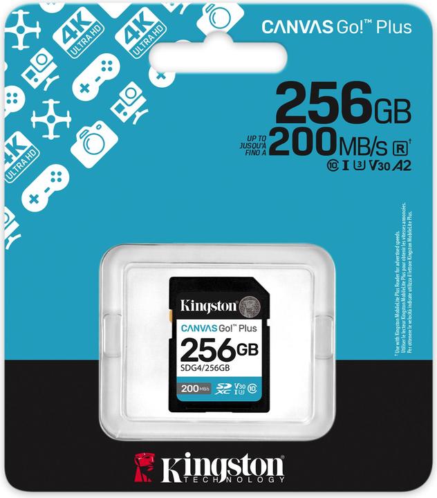 Immagine prodotto Kingston Card Canvas Go Plus SDG4 (256 GB, SDXC, U3, UHS-I)