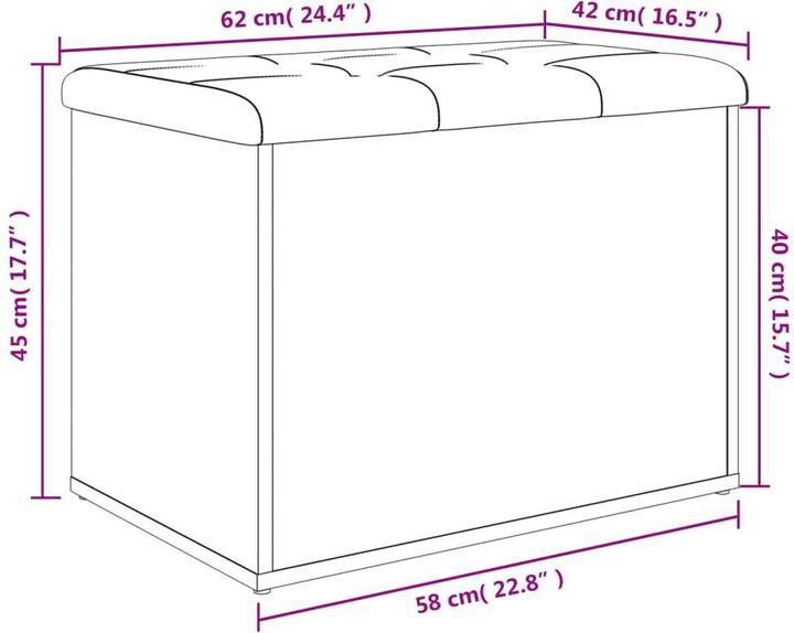 Image du produit VidaXL Banc avec espace de rangement gris béton 62x42x45 cm (42 cm)