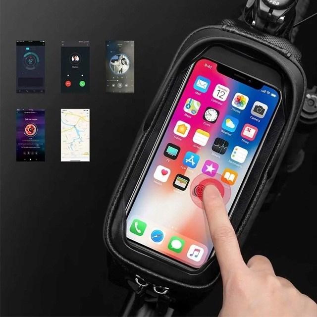 Actual product image Rockbros B68-1 armoured bicycle bag for phone 1.5l - black (1.70 l, Luggage carrier bag)