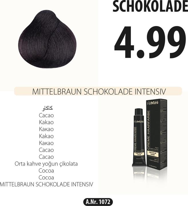 FemMas 4.89) Haarfarbe Mittelbraun Amber Schokolade 100ml (100)