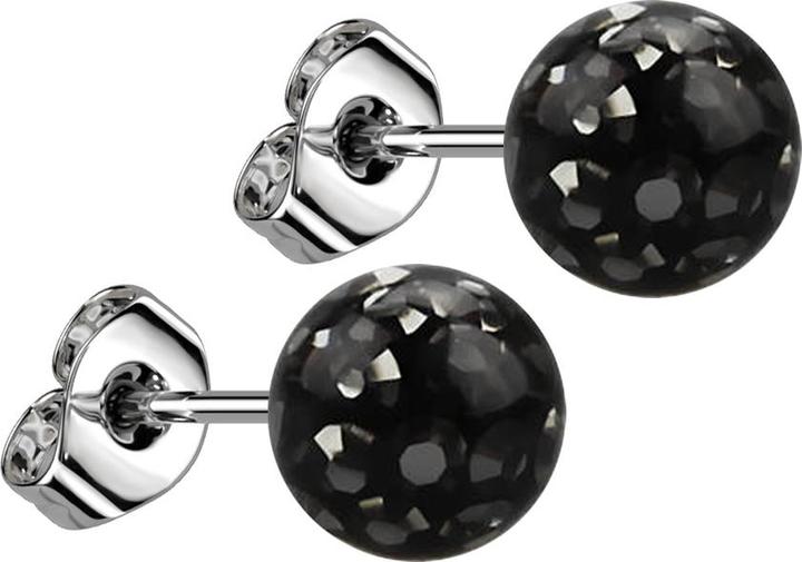 Star Piercing Ohrstecker silber mit Kristall Kugel schwarz Epoxy Schutzschicht (ohne Messing, Chirurgenstahl 316L)