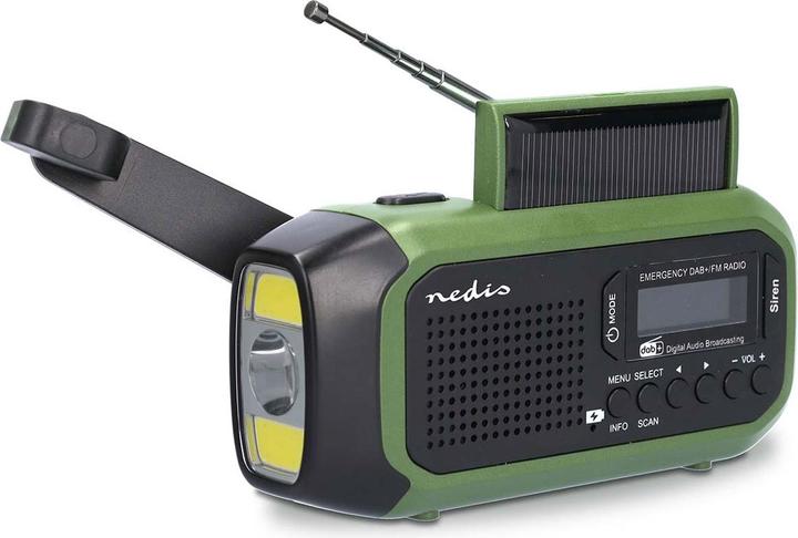 Actual product image Nedis Emergency radio | Portable version | DAB+ / FM | Battery-powered / Hand crank / Solar power (DAB+, FM)