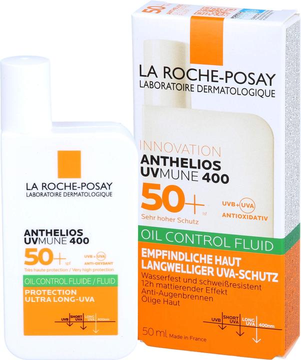 La Roche Posay Anthelios UV Mune Oil Control Fluid (Sonnencreme Gesicht, SPF 50+, 50 ml, 49 g)