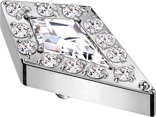 Star Piercing Dermal Anchor Diamant silber grosser Kristall silber (Titan G23)