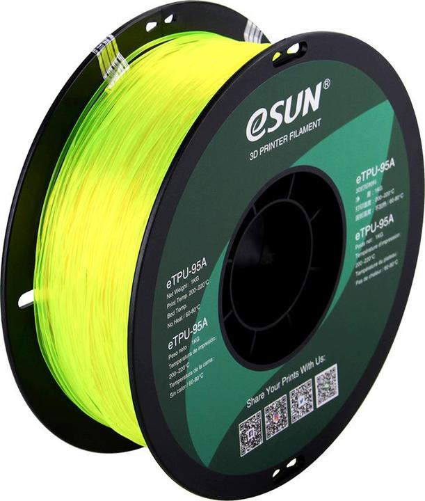 Actual product image eSUN eTPU-95A 1.75mm Tr. Yellow 1kg 3D Filament (TPU, 1.75 mm, 1000 g, Yellow)