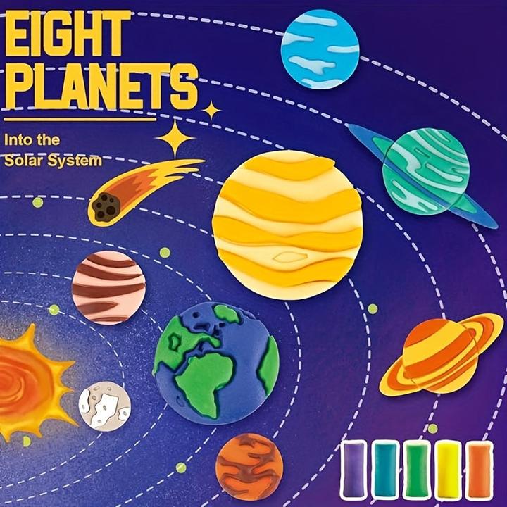 Immagine prodotto Activity Board Set di argilla per modellare il sistema solare per bambini - 14 pezzi di plastilina a tema spaziale