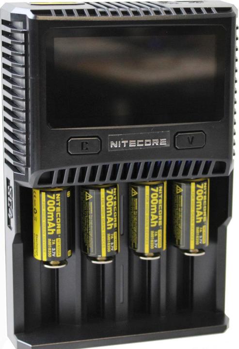Actual product image Nitecore SC4 - Quick charger (1 pcs., 14500, 16340, 18650, 26650, Battery + charger)