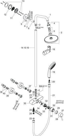 Image du produit hansgrohe Showerpipe CROMA 100 1jet DN 15, avec mitigeur chromé
