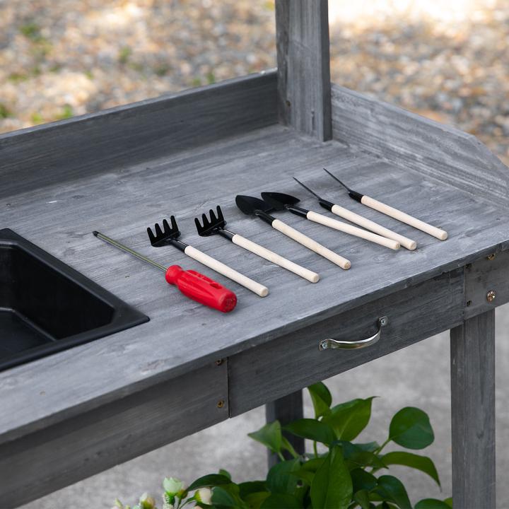 Produktbild Outsunny Gärtnertisch mit Waschbecken und Rollen (45 cm)