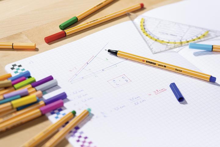 Actual product image STABILO point 88 Fineliner (Red, Green, Lilac, Black, Blue, Violet, 6 x)