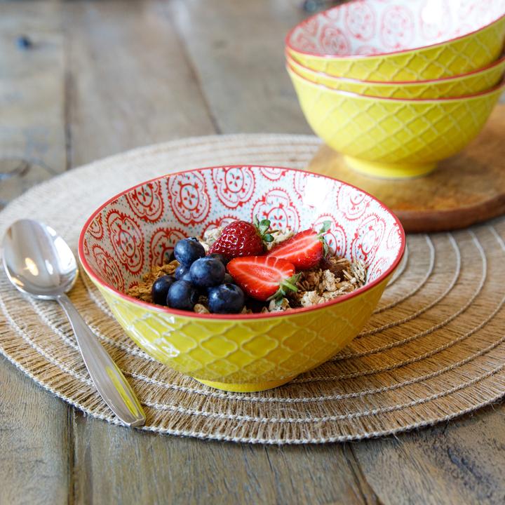 Produktbild Kitchen Craft KitchenCraft Glazed Stoneware Bowl, Yellow Floral, 15.5x7.5cm, Labelled (15.50 cm, 1.78 l, 1 x)