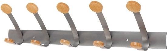 Produktbild Alba Garderobenständer, 5 Kleiderhaken, grau, Metall/Holz