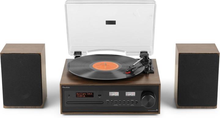 Actual product image Audizio Platenspeler met speakers - Boston platenspeler Bluetooth, CD speler en DAB (Manual)