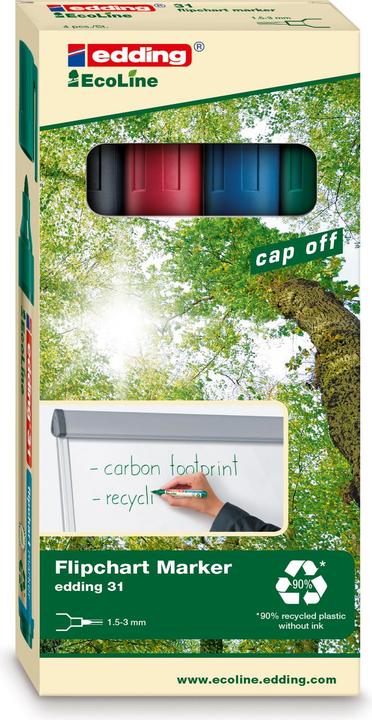 Produktbild Edding Flipchart Marker 3000 (Mehrfarbig, 1.50 mm, 4 x)