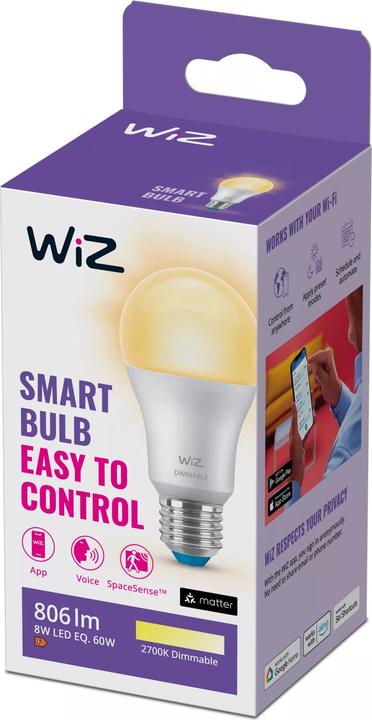 Actual product image WiZ white (E27, 8 W, 806 lm, 1 x, F)