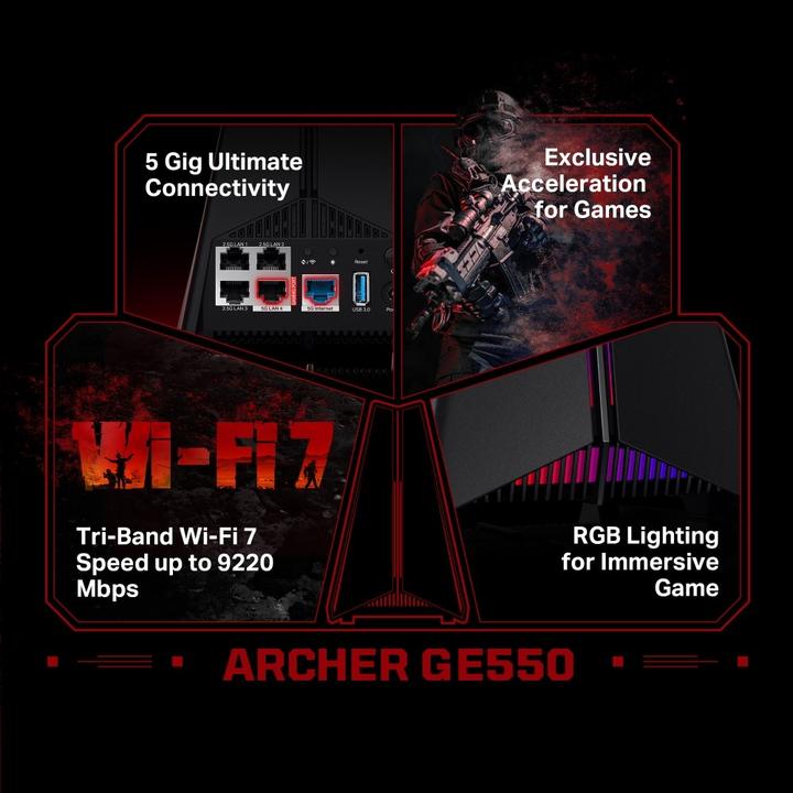 Produktbild TP-Link Archer GE550 BE9300 Tri-Band Wi-Fi 7 Gaming Router