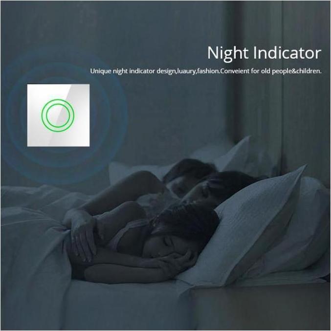 Actual product image Maclean Touch light switch, double, glass, white with round button Energy MCE704W, dimensions 86x86mm, with