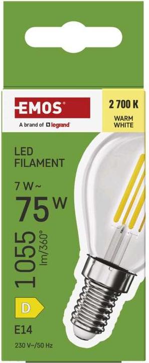 Produktbild Emos LED Lampe Filament Mini Globe (E14, 7 W, 1055 lm, 1 x, D)