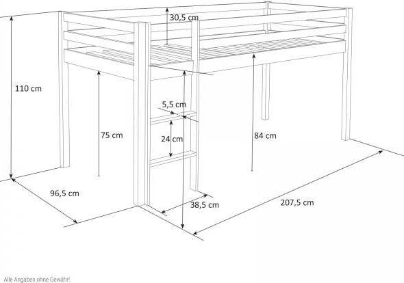 Produktbild Homestyle4u Hochbett Spielbett Jugendbett (90 x 200 cm)