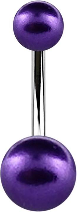 Produktbild Star Piercing Banane silber mit zwei Perlenkugeln violett (ohne Messing, Chirurgenstahl 316L)