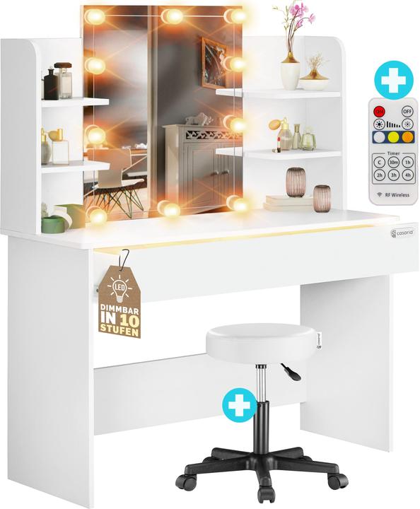 Casaria Schminktisch mit Hocker (110 x 40 x 140 cm)