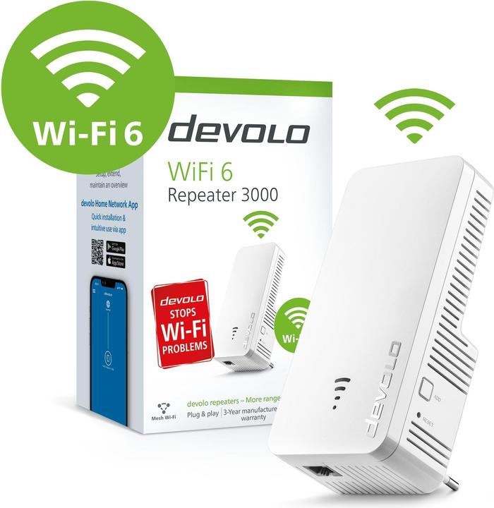 Productafbeelding Devolo WiFi 6 Repeater 3000 (2402 Mbit/s, 574 Mbit/s)